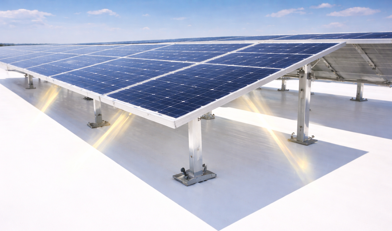 גג לבן עם פאנלים דו צדדיים - רותם אנרגיה - תמונה להמחשה